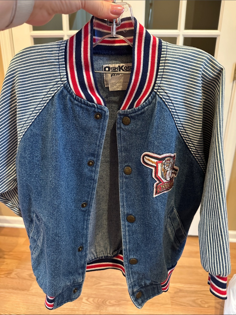 Vintage OshKosh B'gosh Blue Denim varsity jacket